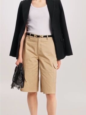 Maje Women’s Khaki Cargo Bermuda Shorts